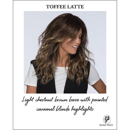 Verona wig by Estetica in TOFFEE LATTE-Light chestnut brown base with painted caramel blonde highlights