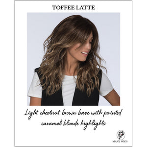 Verona wig by Estetica in TOFFEE LATTE-Light chestnut brown base with painted caramel blonde highlights