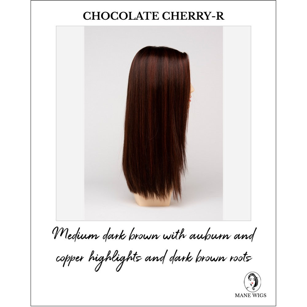 Veronica By Envy in Chocolate Cherry-R-Medium dark brown with auburn and copper highlights and dark brown roots