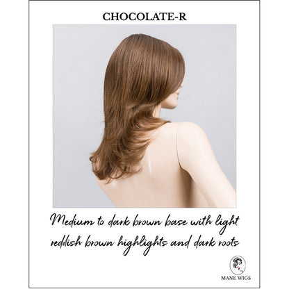 Voice wig by Ellen Wille in Chocolate-R-Medium to dark brown base with light reddish brown highlights and dark roots