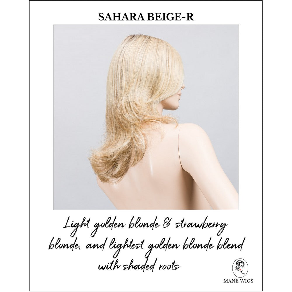 Voice wig by Ellen Wille in Sahara Beige-R-Light golden blonde & strawberry blonde, and lightest golden blonde blend with shaded roots