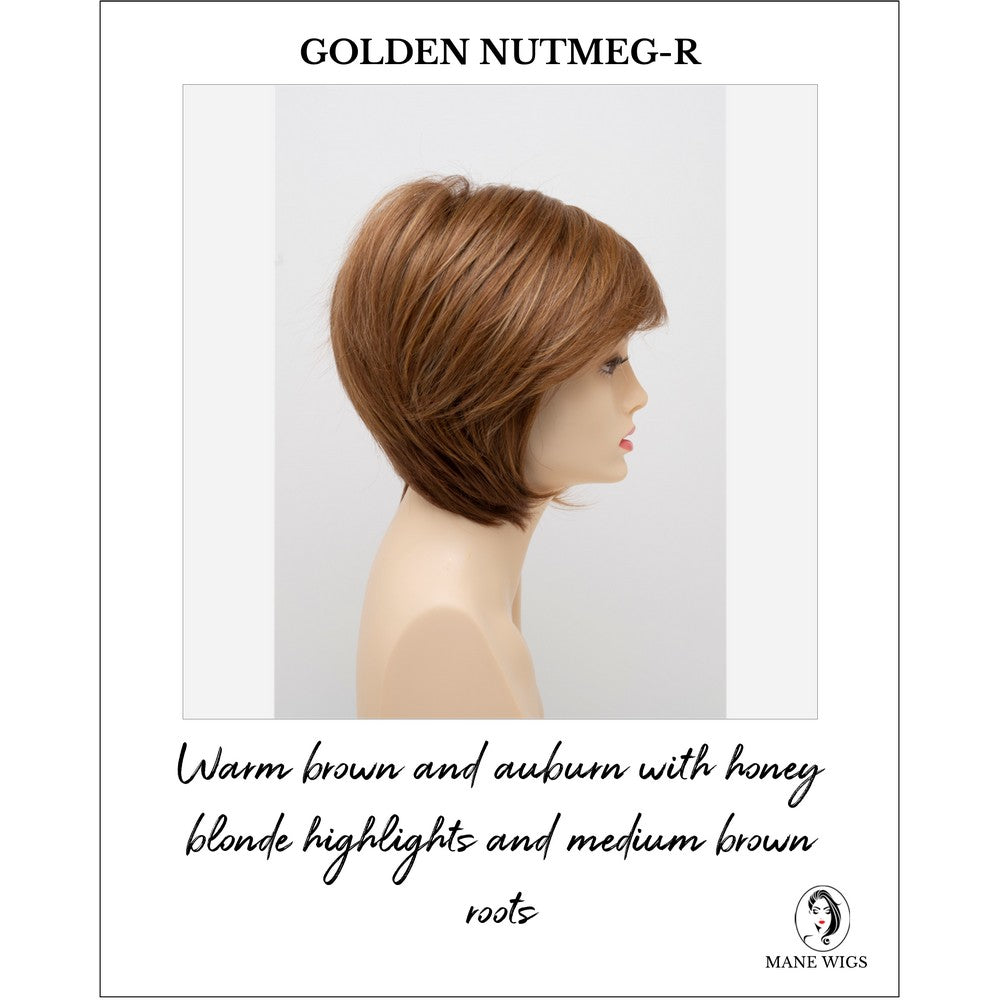 Whitney By Envy in Golden Nutmeg-R-Warm brown and auburn with honey blonde highlights and medium brown roots