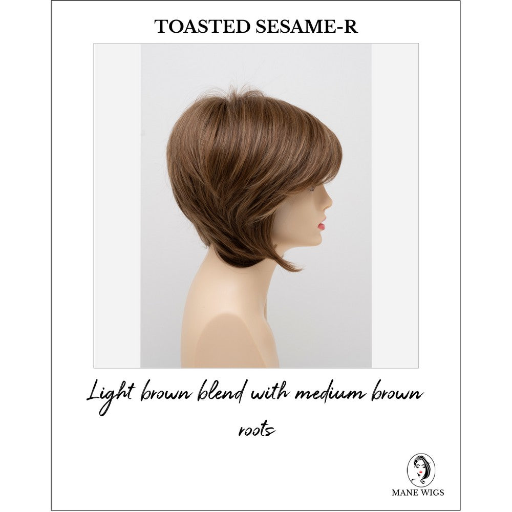 Whitney By Envy in Toasted Sesame-R-Light brown blend with medium brown roots