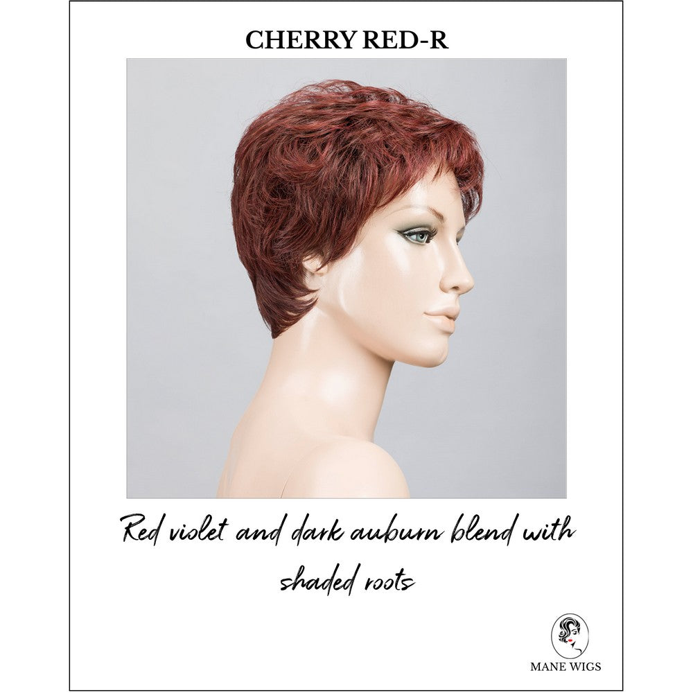 Yoko wig by Ellen Wille in Cherry Red-R-Red violet and dark auburn blend with shaded roots
