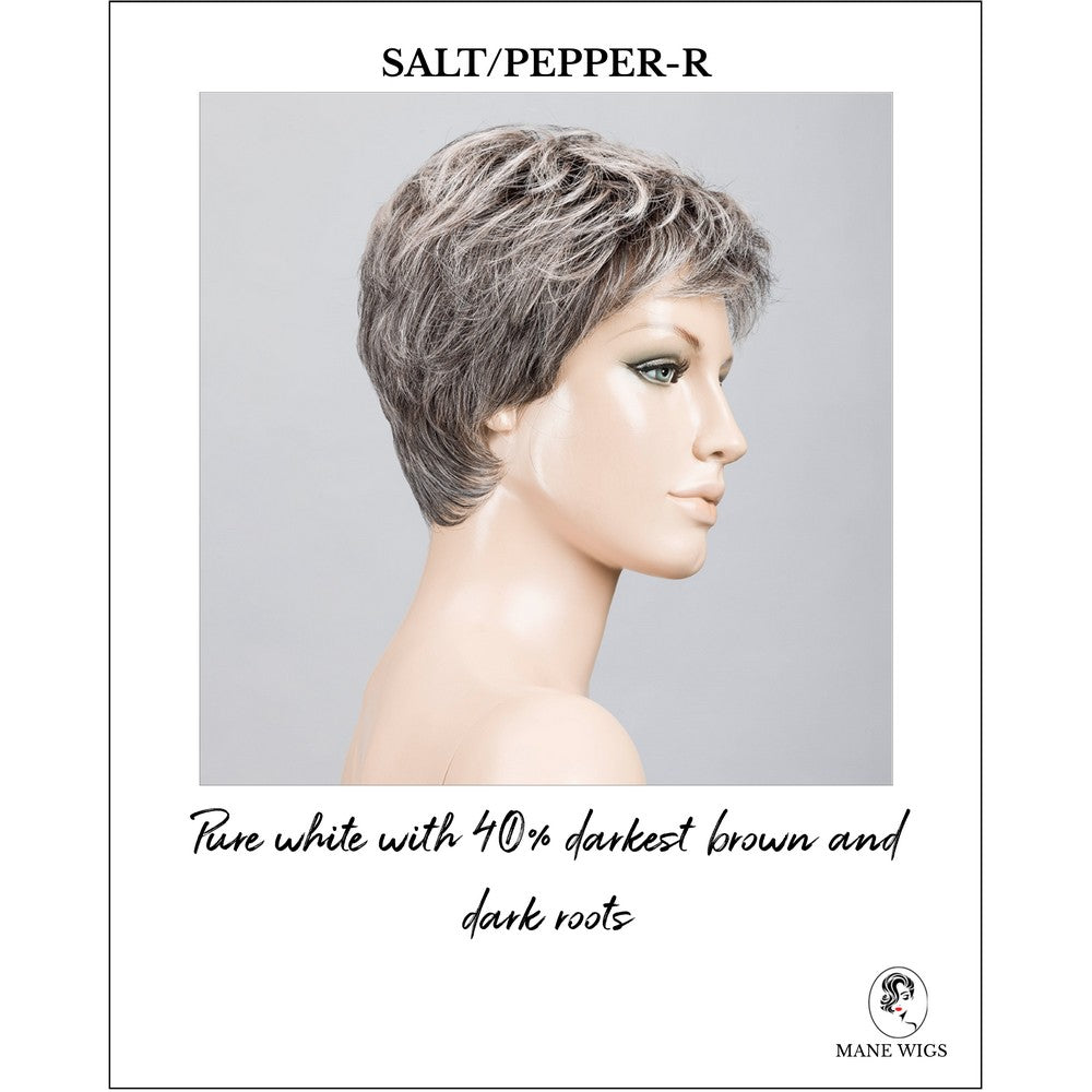 Yoko wig by Ellen Wille in Salt/Pepper-R-Pure white with 40% darkest brown and dark roots