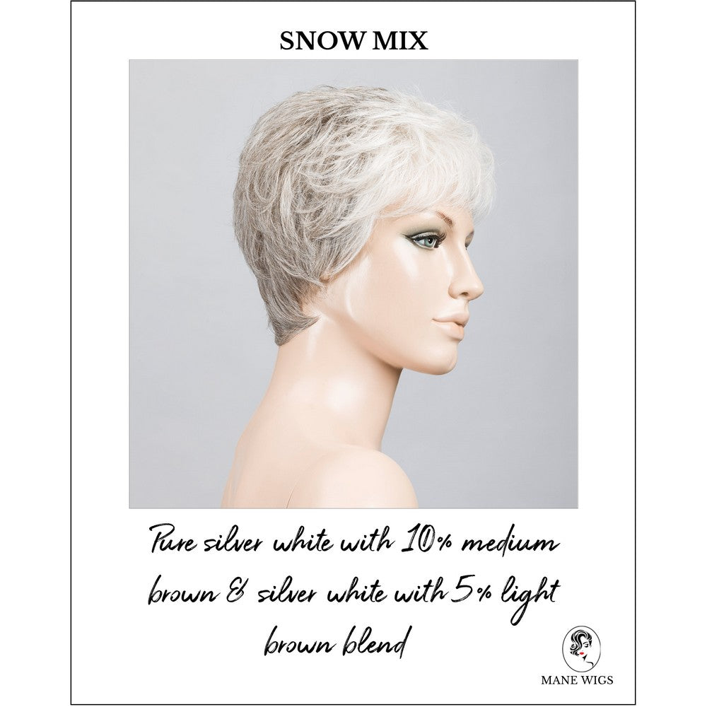 Yoko wig by Ellen Wille in Snow Mix-Pure silver white with 10% medium brown & silver white with 5% light brown blend
