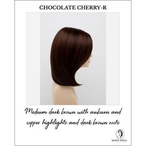 Zoey By Envy in Chocolate Cherry-R-Medium dark brown with auburn and copper highlights and dark brown roots