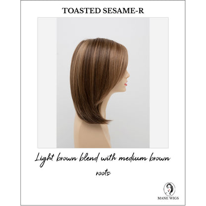 Zoey By Envy in Toasted Sesame-R-Light brown blend with medium brown roots